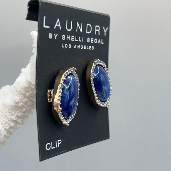 Gold Blue Resin Clip On Earrings Laundry by Shelli Segal $18 ea / 3 for $30 - Picture 7 of 8
